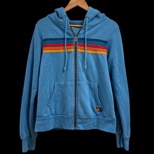Aviator Nation 5 STRIPE HOODIE - ADVENTURE BLUE